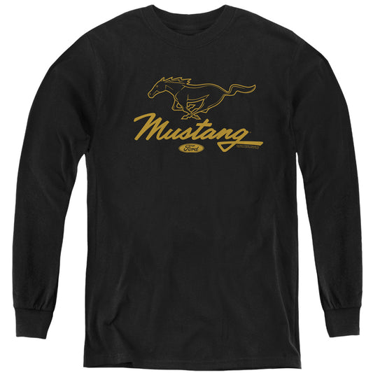 Ford Mustang Pony Script Youth Long Sleeve Black