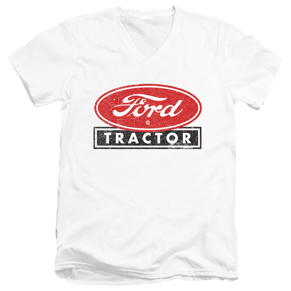 Ford Ford Tractor Mens Slim Fit V-Neck T Shirt White