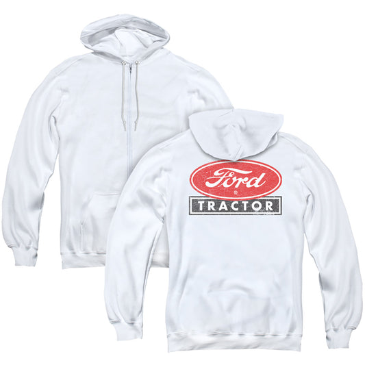 Ford Ford Tractor (Front Back Print) Adult Zipper Hoodie White