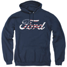 Load image into Gallery viewer, Ford Flag Logo Mens Hoodie Navy