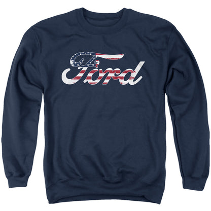 Ford Flag Logo Mens Crewneck Sweatshirt Navy