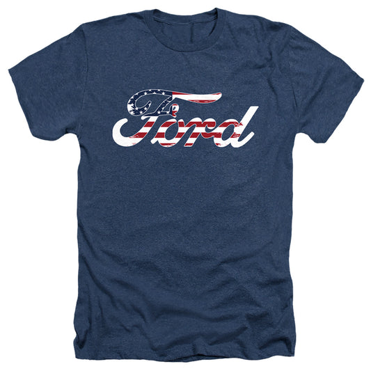 Ford Flag Logo Heather Mens T Shirt Navy