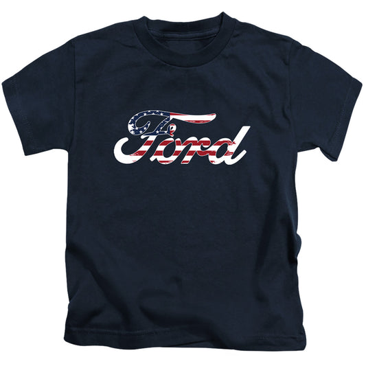 Ford Flag Logo Juvenile Kids Youth T Shirt Navy