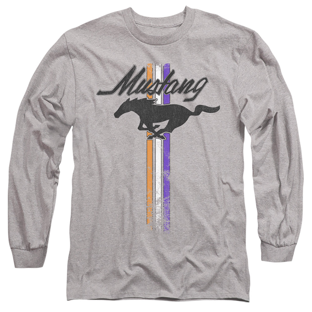 Ford Mustang Mustang Stripes Mens Long Sleeve Shirt Athletic Heather