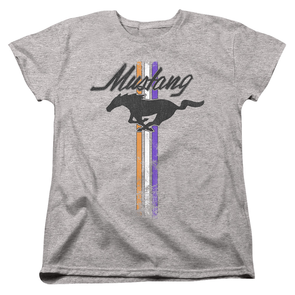 Ford Mustang Mustang Stripes Womens T Shirt Athletic Heather