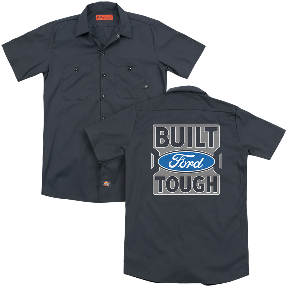 Ford Trucks Built Ford Tough (Front Back Print) Adult Work Shirt Charcoal