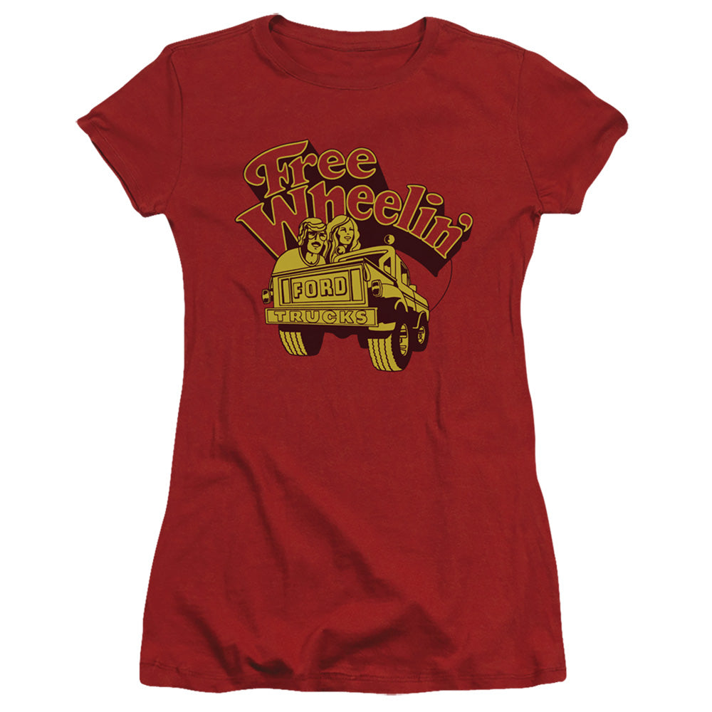 Ford Trucks Free Wheelin Junior Sheer Cap Sleeve Womens T Shirt Cardinal