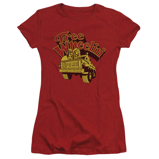 Ford Trucks Free Wheelin Junior Sheer Cap Sleeve Womens T Shirt Cardinal