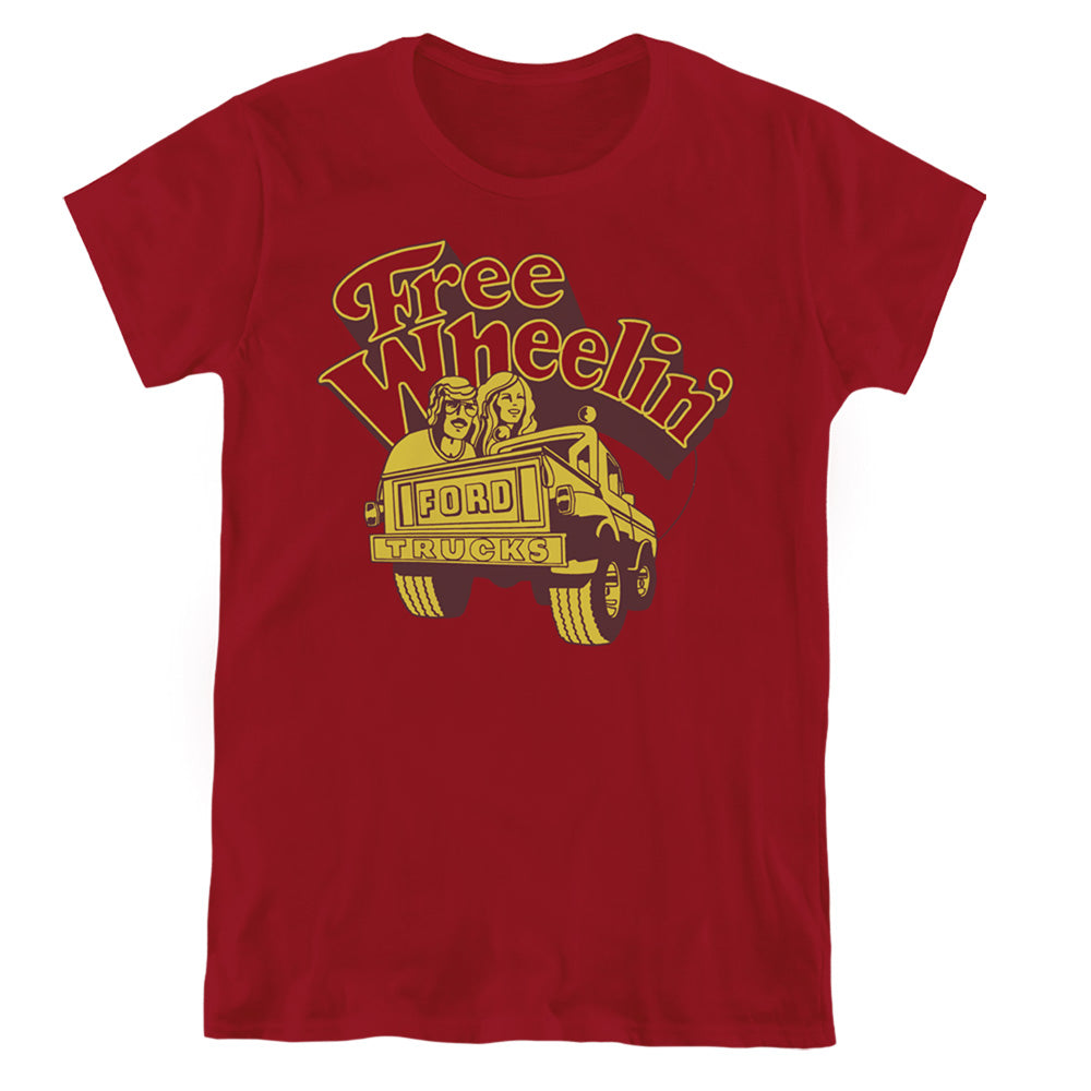 Ford Trucks Free Wheelin Womens T Shirt Cardinal