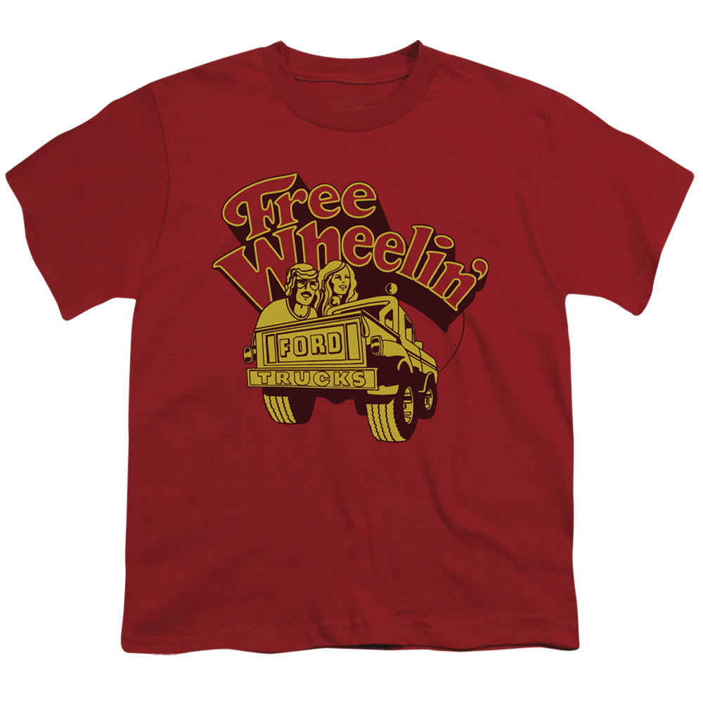 Ford Trucks Free Wheelin Kids Youth T Shirt Cardinal