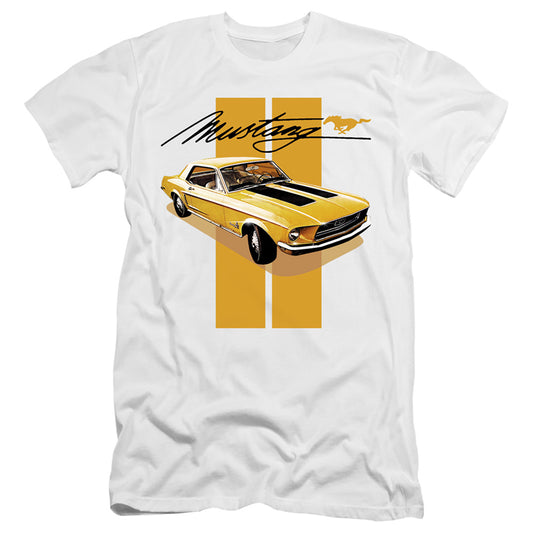 Ford Mustang Stang Stripes Slim Fit Mens T Shirt White