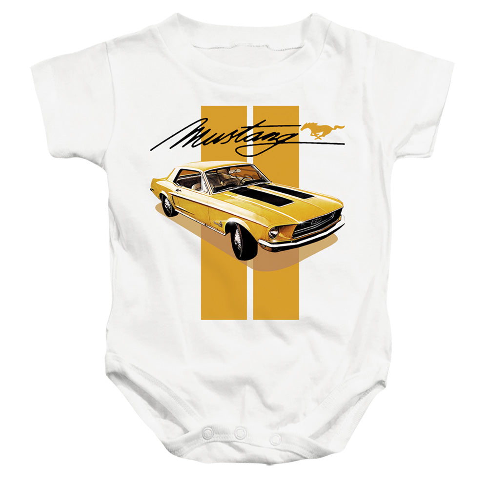 Ford Mustang Stang Stripes Infant Baby Snapsuit White