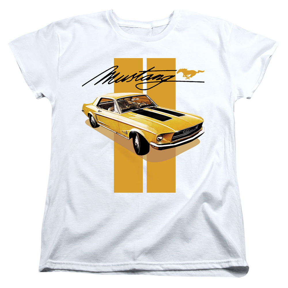 Ford Mustang Stang Stripes Womens T Shirt White