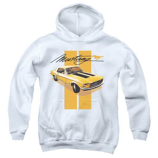 Ford Mustang Stang Stripes Kids Youth Hoodie White