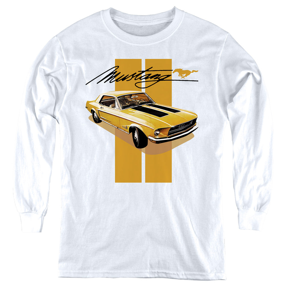 Ford Mustang Stang Stripes Youth Long Sleeve White