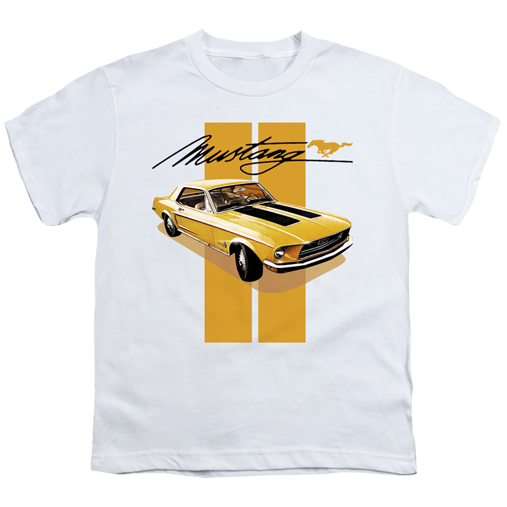 Ford Mustang Stang Stripes Kids Youth T Shirt White