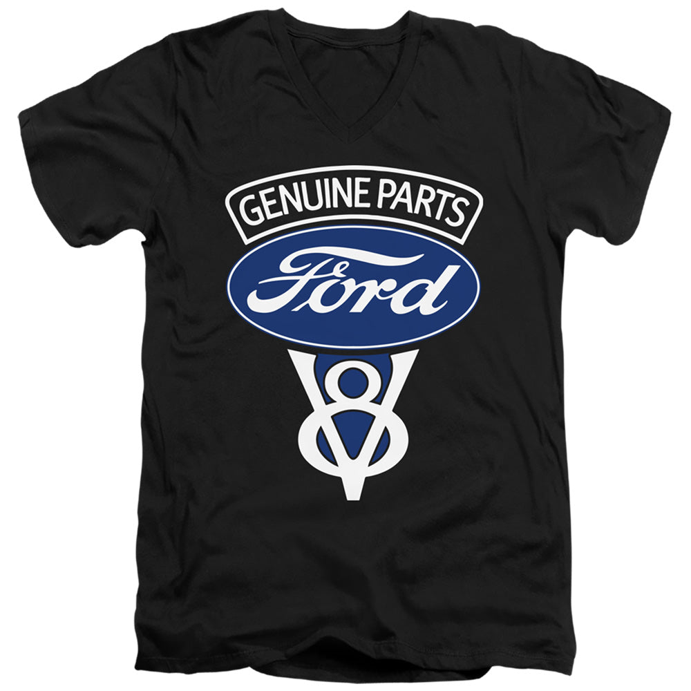 Ford V8 Genuine Parts Mens Slim Fit V-Neck T Shirt Black