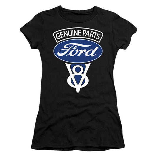 Ford V8 Genuine Parts Junior Sheer Cap Sleeve Womens T Shirt Black