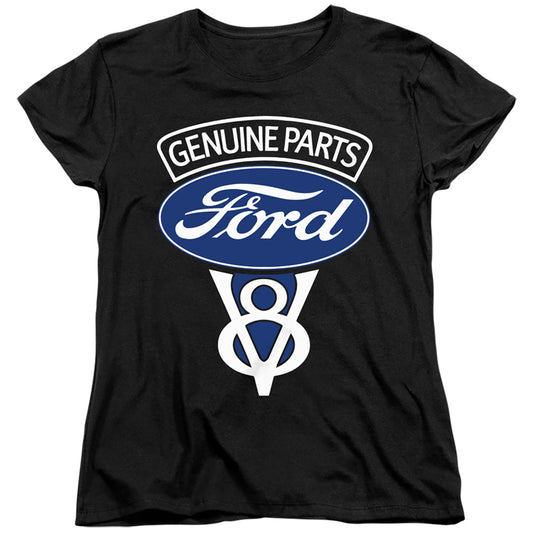 Ford V8 Genuine Parts Womens T Shirt Black