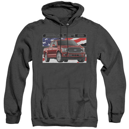 Ford Trucks F 150 Flag Mens Heather Hoodie Black Officially Licensed