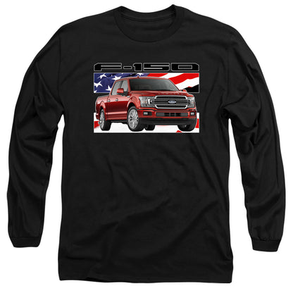 Ford Trucks F 150 Flag Mens Long Sleeve Shirt Black