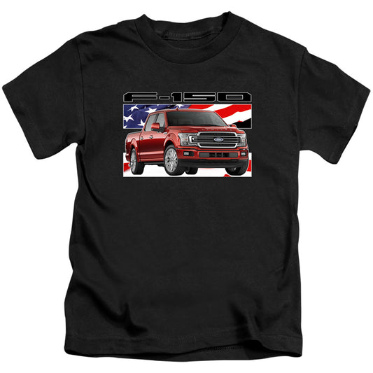 Ford Trucks F 150 Flag Juvenile Kids Youth T Shirt Black