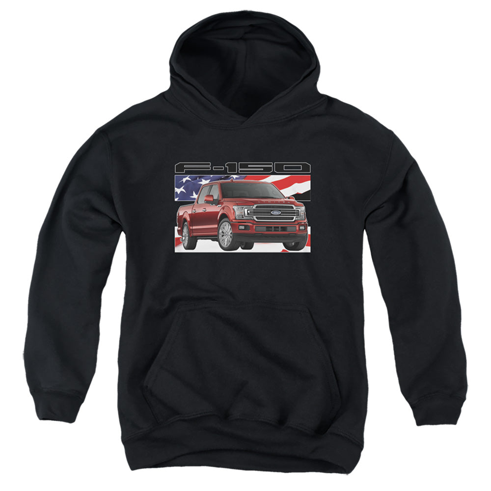 Ford Trucks F 150 Flag Kids Youth Hoodie Black