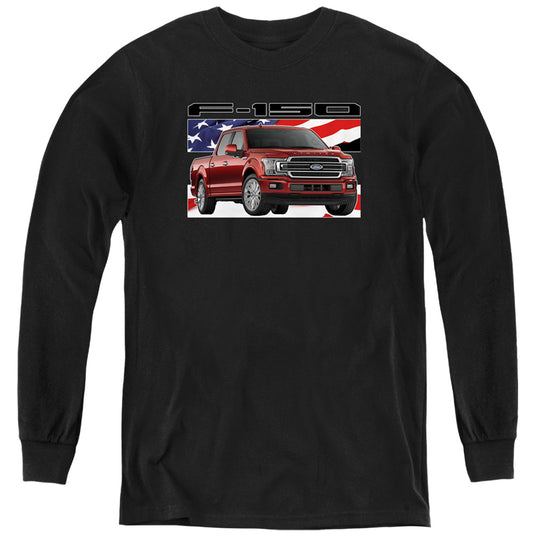 Ford Trucks F 150 Flag Youth Long Sleeve Black