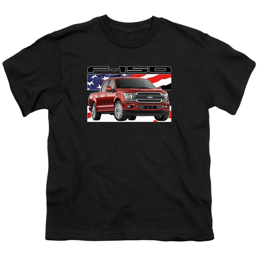 Ford Trucks F 150 Flag Kids Youth T Shirt Black