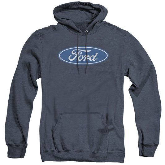 Ford Dimensional Logo Mens Heather Hoodie Navy Officially Licensed