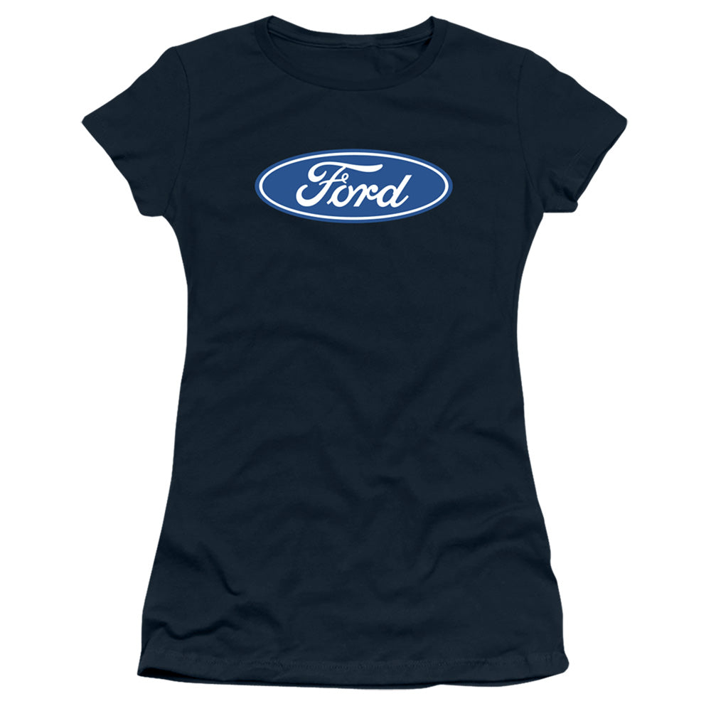 Ford Dimensional Logo Junior Sheer Cap Sleeve Womens T Shirt Navy