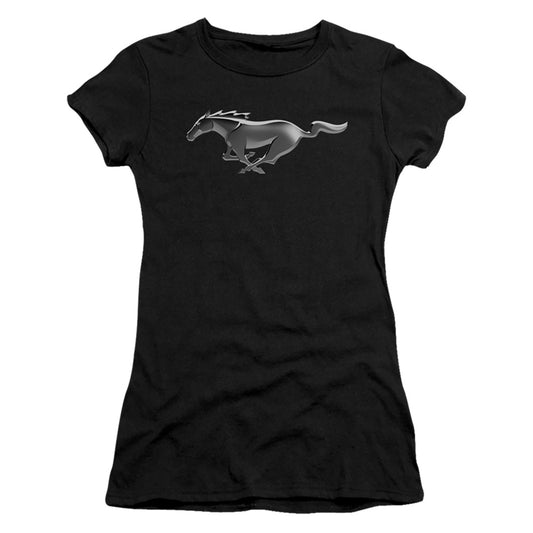 Ford Mustang Modern Mustang Junior Sheer Cap Sleeve Womens T Shirt Black