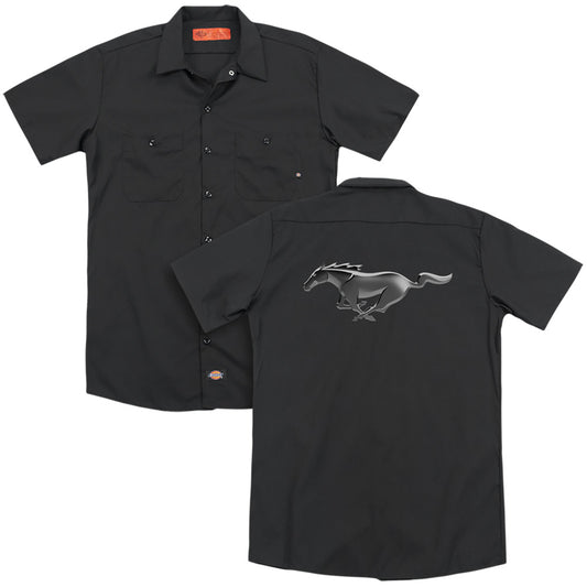 Ford Mustang Modern Mustang (Front Back Print) Adult Work Shirt Black