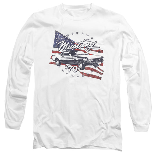 Ford Mustang 70 Mustang Mens Long Sleeve Shirt White