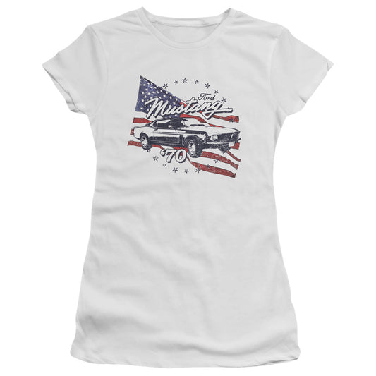 Ford Mustang 70 Mustang Junior Sheer Cap Sleeve Womens T Shirt White