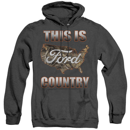 Ford Go Further Orange Camo Mens Heather Hoodie Black Officially Licensed