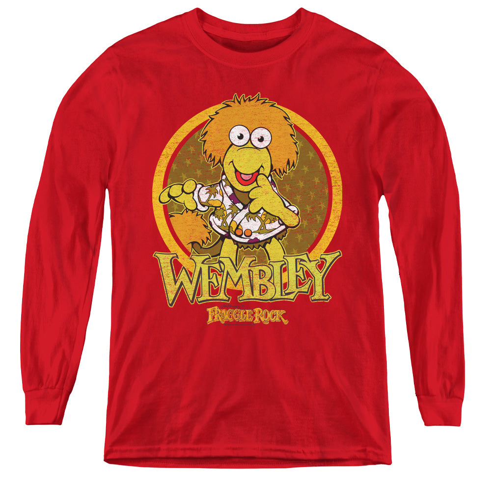Fraggle Rock Wembley Circle Long Sleeve Kids Youth T Shirt Red