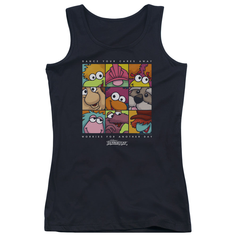 Fraggle Rock Squared Womens Tank Top Shirt Black