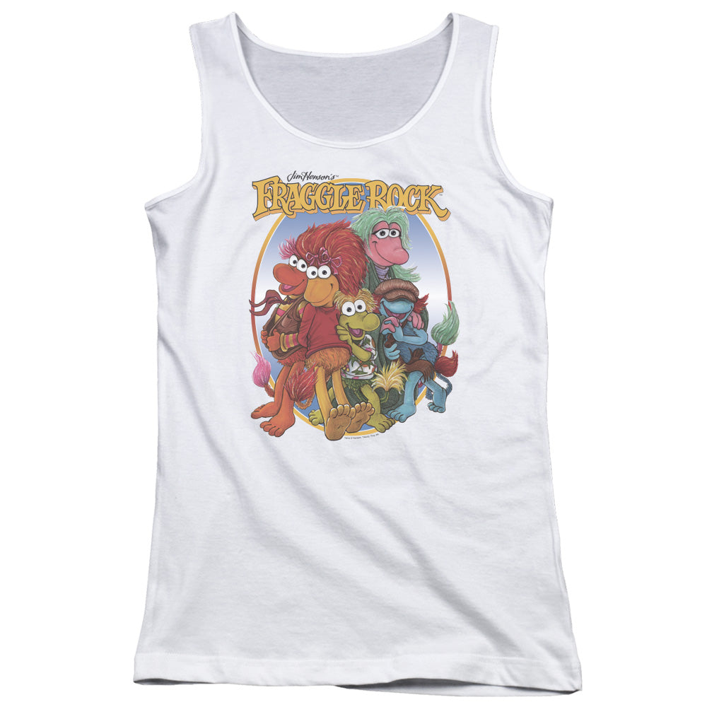 Fraggle Rock Group Hug Womens Tank Top Shirt White