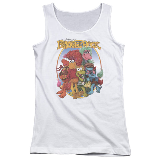 Fraggle Rock Group Hug Womens Tank Top Shirt White