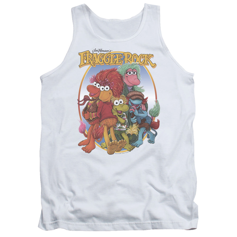 Fraggle Rock Group Hug Mens Tank Top Shirt White