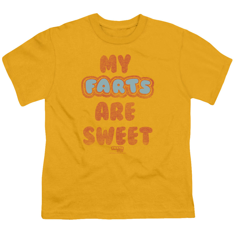 Farts Candy Sweet Farts Kids Youth T Shirt Gold