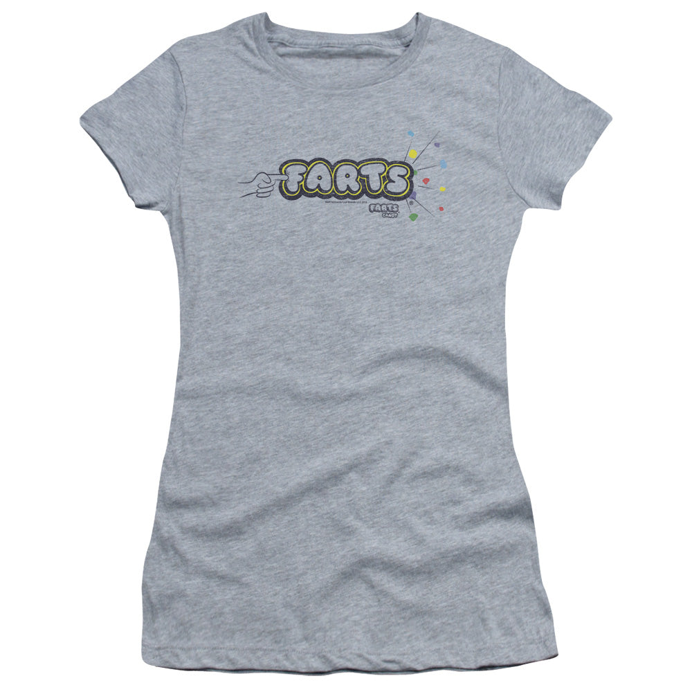 Farts Candy Finger Logo Junior Sheer Cap Sleeve Womens T Shirt Athletic Heather