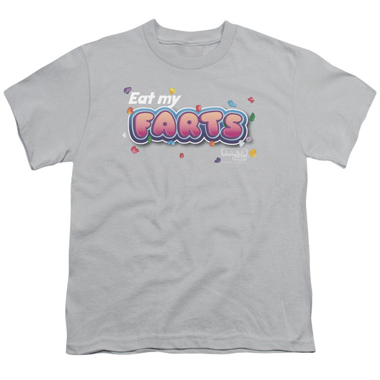 Farts Candy Eat My Farts Kids Youth T Shirt Silver