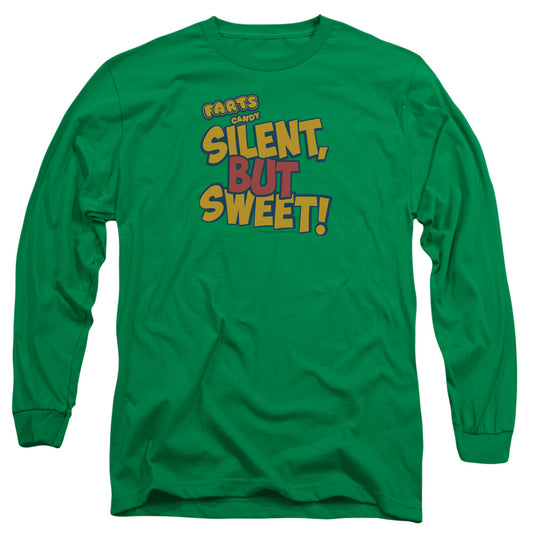 Farts Candy Silent but Sweet Mens Long Sleeve Shirt Kelly Green