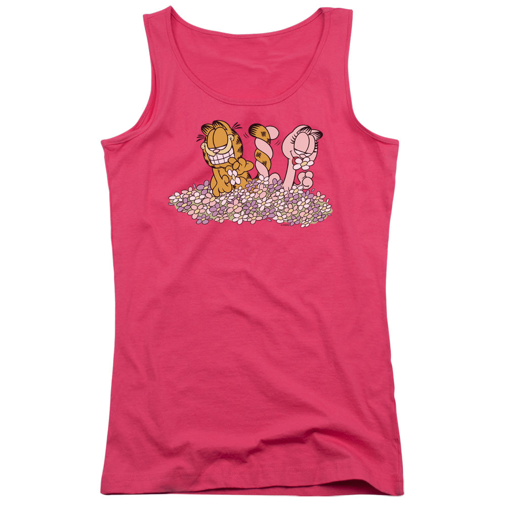 Garfield Chicks Dig Flowers Womens Tank Top Shirt Hot Pink