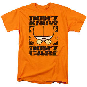 Garfield Dont Know Dont Care Mens T Shirt Orange