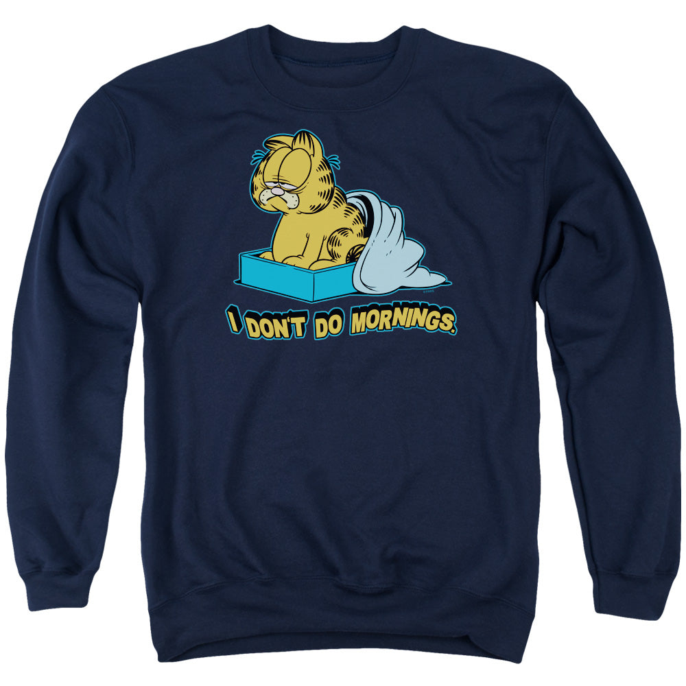 Garfield I Dont Do Mornings Mens Crewneck Sweatshirt Navy