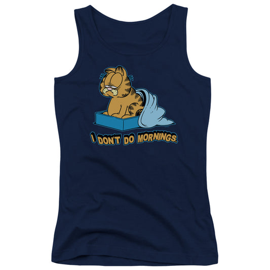 Garfield I Dont Do Mornings Womens Tank Top Shirt Navy