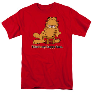 Garfield Happy Face Mens T Shirt Red